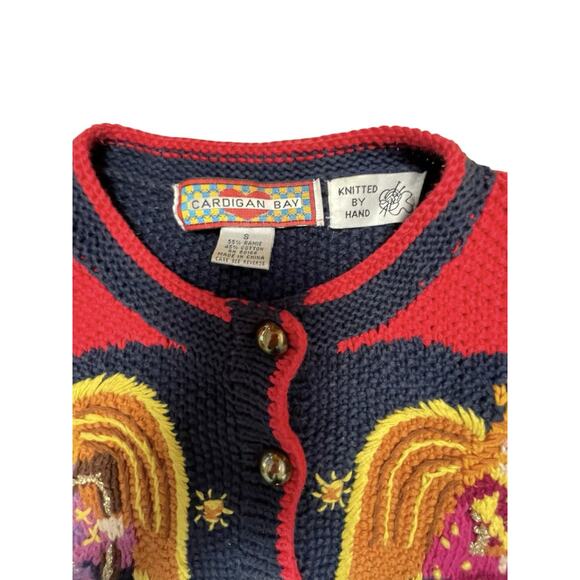 Vtg 80s Cardigan Bay Angel Sweater Womens Small Hand knitted Artsy Cottagecore - Picture 3 of 11